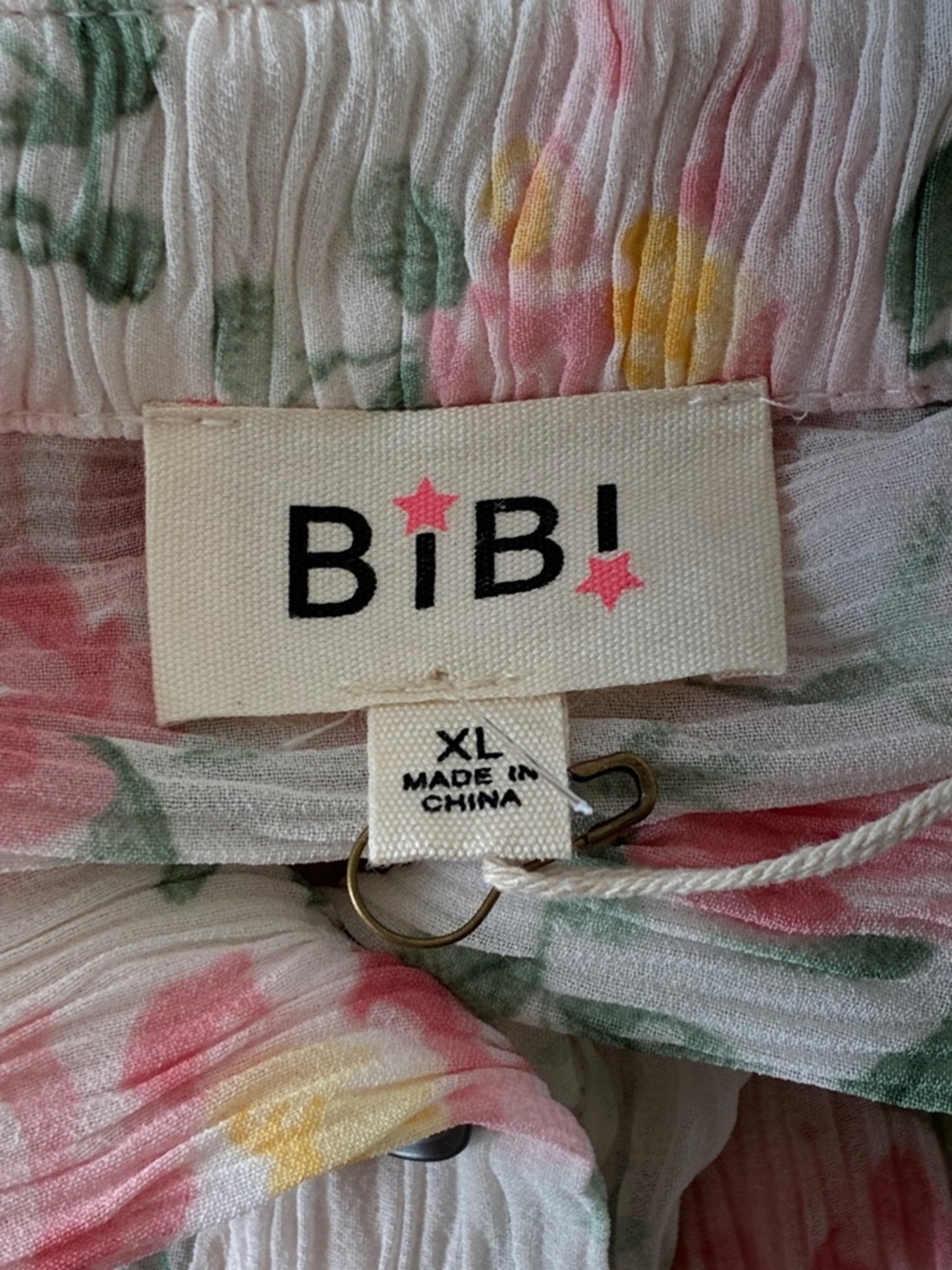 BiBi Oversized Floral Button-Down Shirt in Pink, Green, Yellow - Picture 8 of 9